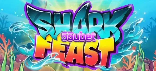 Design visual vibrante e neon do jogo de slot Shark Feast